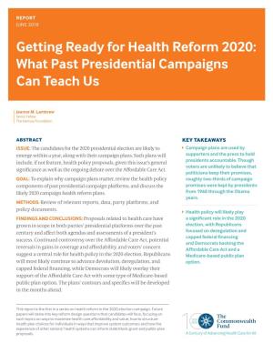 Getting Ready for Health Reform 2020: What Past Presidential Campaigns Can Teach Us