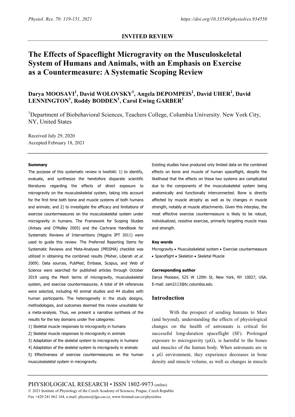 The Effects of Spaceflight Microgravity on the Musculoskeletal System Of