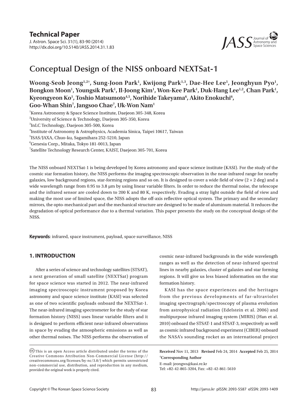 Conceptual Design of the NISS Onboard Nextsat-1