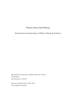 Warren Jones Oral History