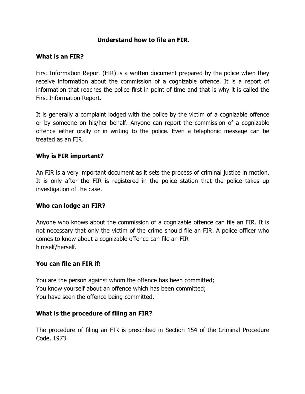 Understand How To File An FIR. What Is An FIR? First Information Report ...