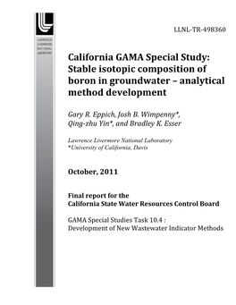 Stable Isotopic Composition of Boron in Groundwater – Analytical