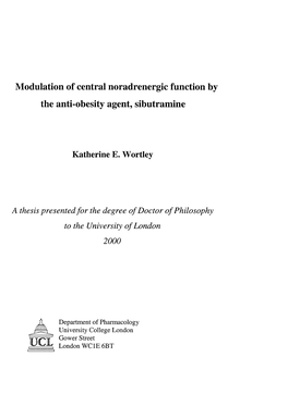 Modulation of Central Noradrenergic Function by the Anti-Obesity Agent, Sibutramine