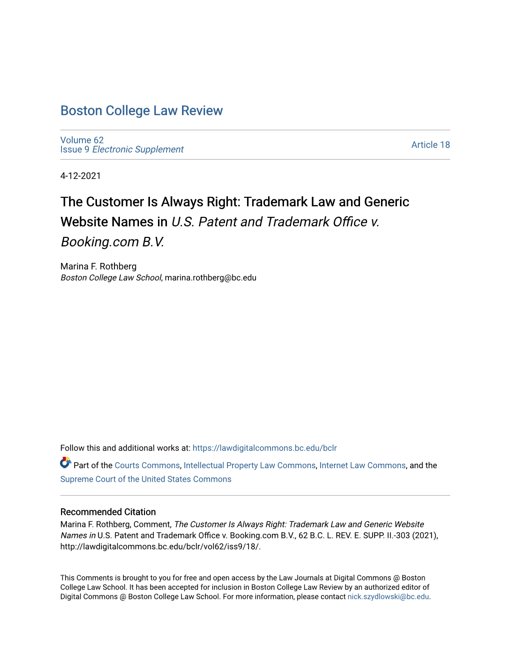 Trademark Law and Generic Website Names in US Patent And