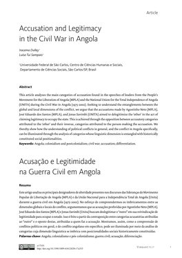 Accusation and Legitimacy in the Civil War in Angola