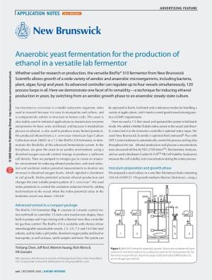 Anaerobic Yeast Fermentation for the Production of Ethanol in a Versatile
