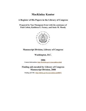 Mackinlay Kantor Papers