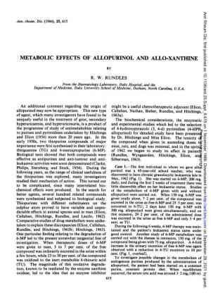Metabolic Effects of Allopurinol and Allo-Xanthine by R