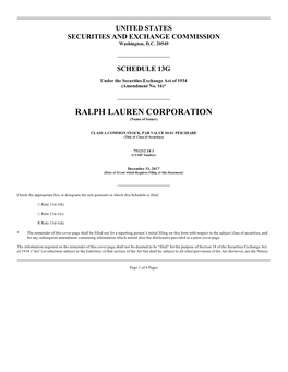 RALPH LAUREN CORPORATION (Name of Issuer)