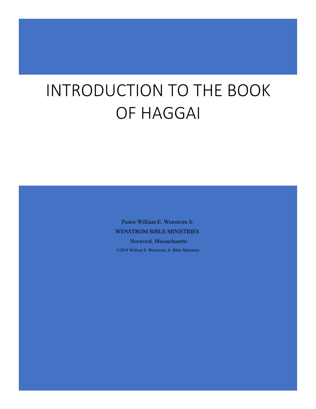 Introduction to the Book of Haggai