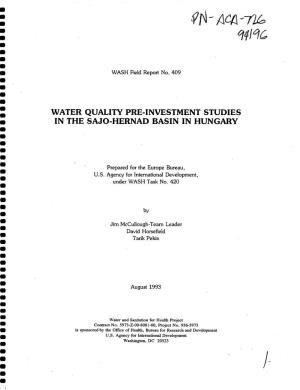 Water Quality Pre-Investment Studies in the Sajo-Hernad Basin in Hungary