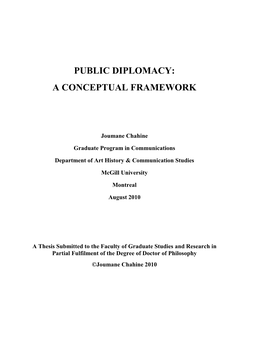 Public Diplomacy: a Conceptual Framework