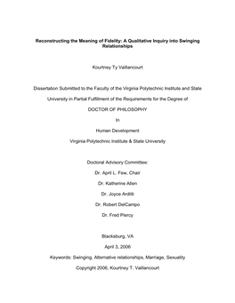 Reconstructing the Meaning of Fidelity: a Qualitative Inquiry Into Swinging Relationships