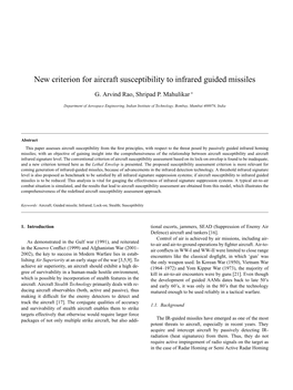 New Criterion for Aircraft Susceptibility to Infrared Guided Missiles