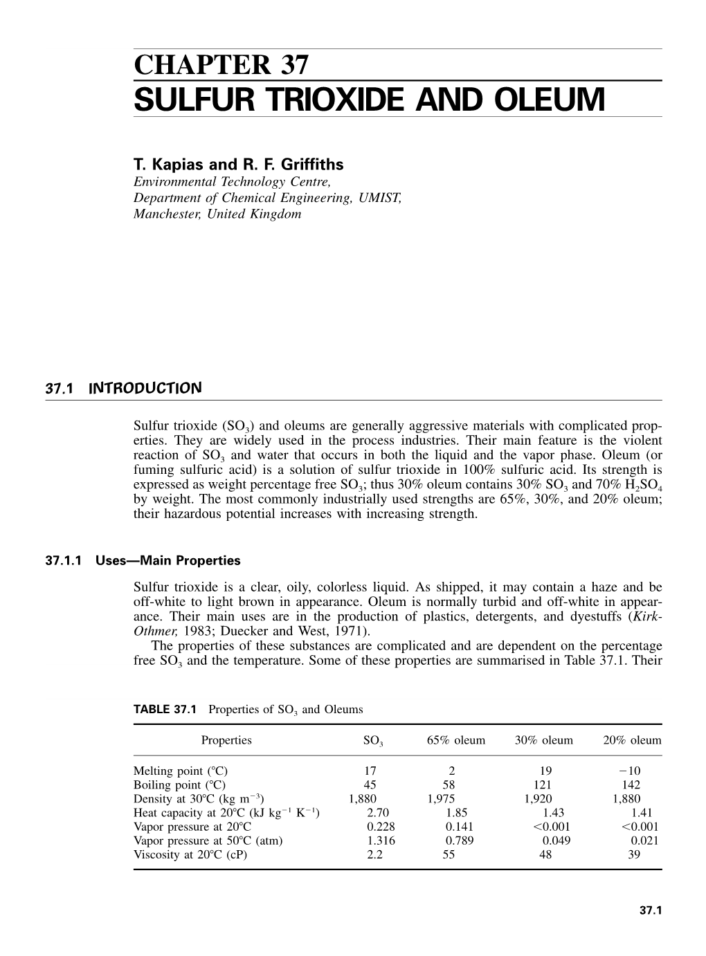 Sulfur Trioxide and Oleum