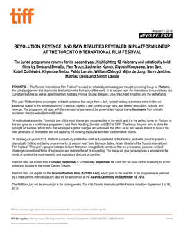 News Release. Revolution, Revenge, and Raw Realities