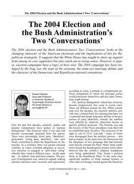 The 2004 Election and the Bush Administration's Two 'Conversations'