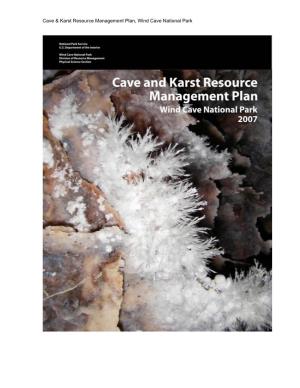 Cave & Karst Resource Management Plan, Wind Cave National Park