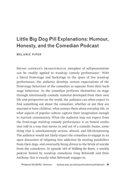 Humour, Honesty, and the Comedian Podcast M El Ani E Pipe R