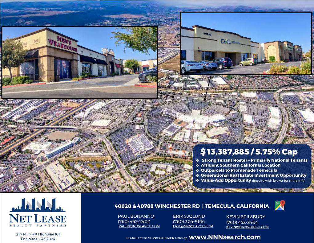 Promenade Temecula  Generational Real Estate Investment Opportunity  Value-Add Opportunity (Inquire with Broker for More Info)