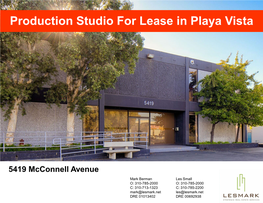 Production Studio for Lease in Playa Vista