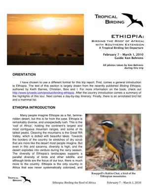 ETHIOPIA: Birding the Roof of Africa; with Southern Extension a Tropical Birding Set Departure