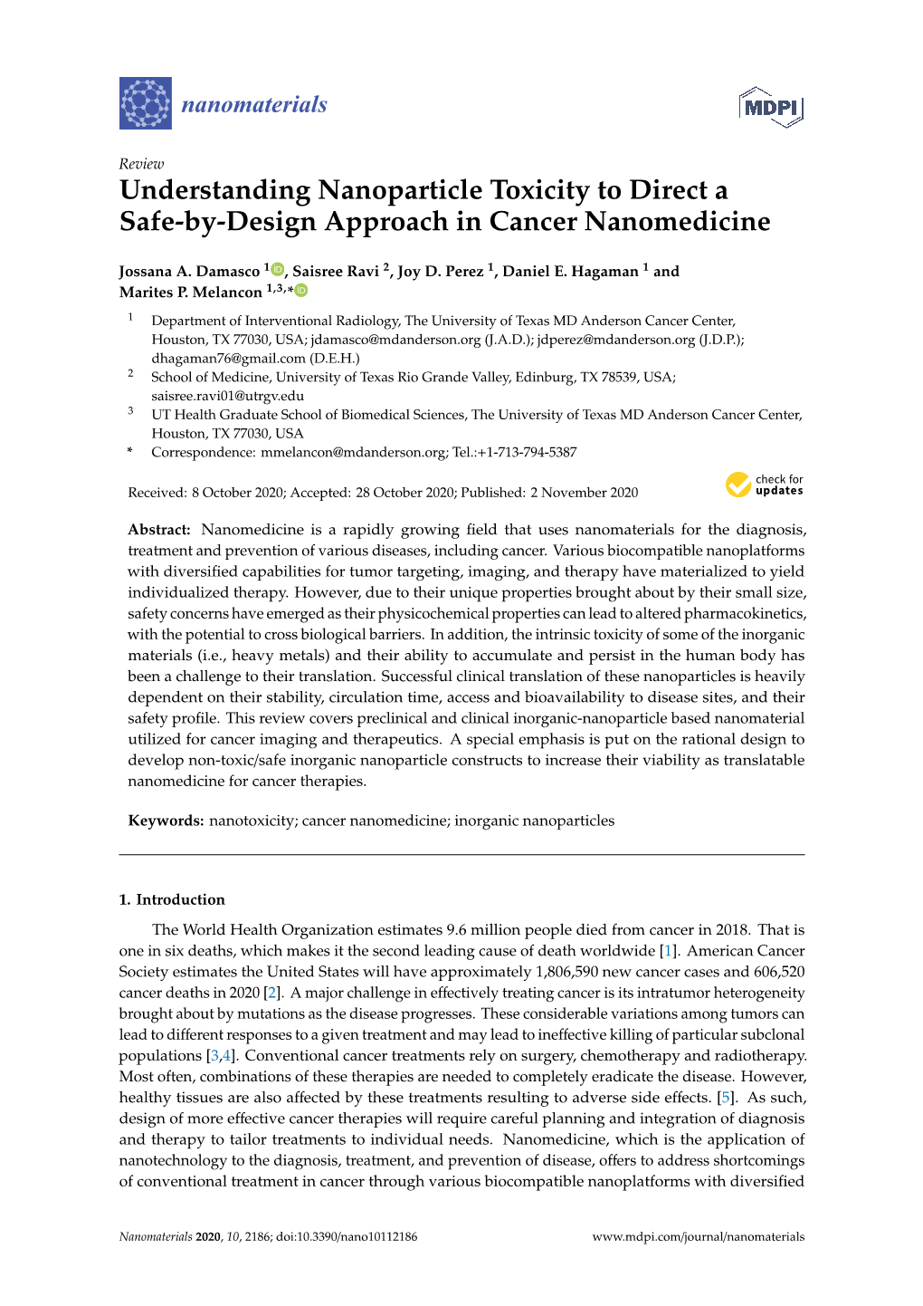 Understanding Nanoparticle Toxicity to Direct a Safe-By-Design Approach in Cancer Nanomedicine