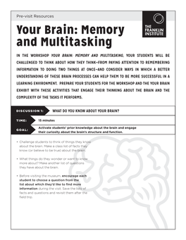 Your Brain: Memory and Multitasking