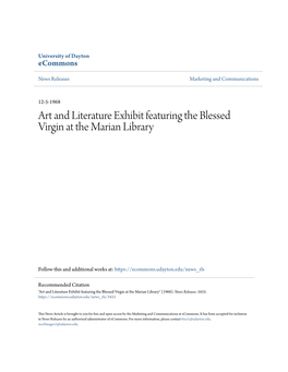Art and Literature Exhibit Featuring the Blessed Virgin at the Marian Library