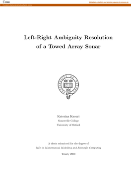 Left-Right Ambiguity Resolution of a Towed Array Sonar