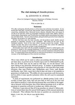 445 the Vital Staining of Amoeba Proteus by JENNIFER M. BYRNE