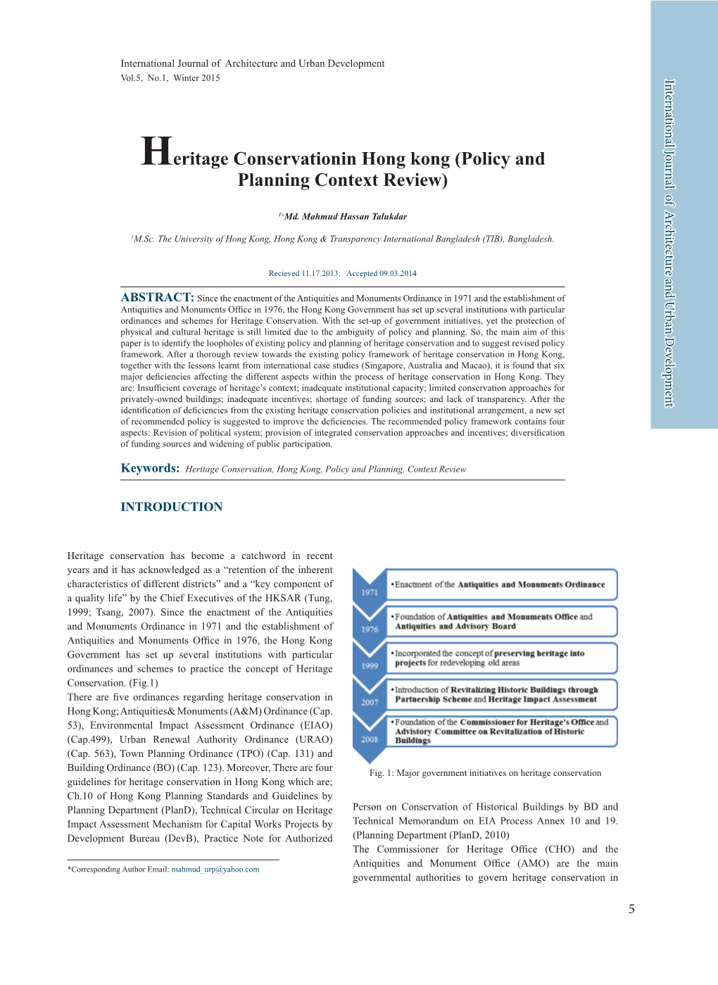 Heritage Conservationin Hong Kong (Policy and Planning Context Review)