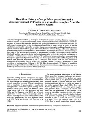 Reaction History of Sapphirine Granulites and a Decompressional P-T Path in a Granulite Complex from the Eastern Ghats