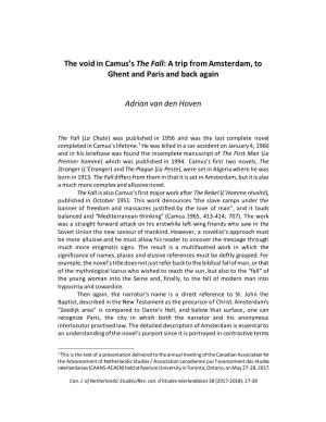 Pp. 27-38 Adrian Van Den Hoven: the Void in Camus's the Fall