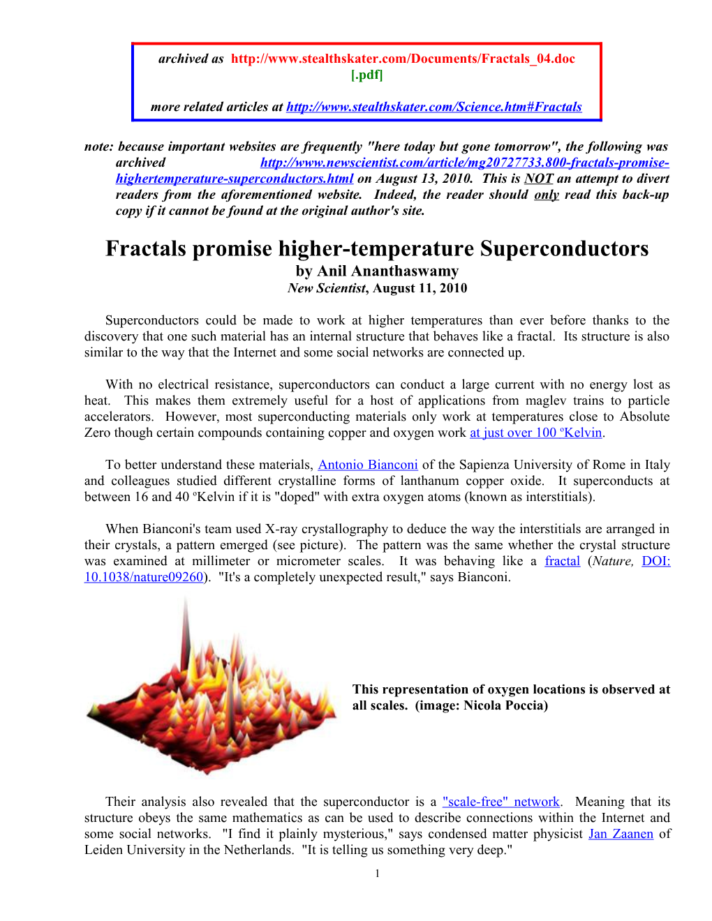 Fractals Promise Higher-Temperature Superconductors