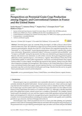 Perspectives on Perennial Grain Crop Production Among Organic and Conventional Farmers in France and the United States