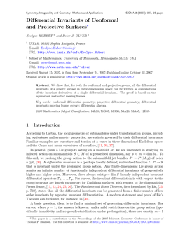 Differential Invariants of Conformal and Projective Surfaces*