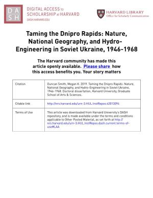 Taming the Dnipro Rapids: Nature, National Geography, and Hydro- Engineering in Soviet Ukraine, 1946-1968