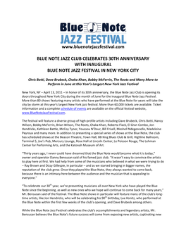 Blue Note Jazz Club Celebrates
