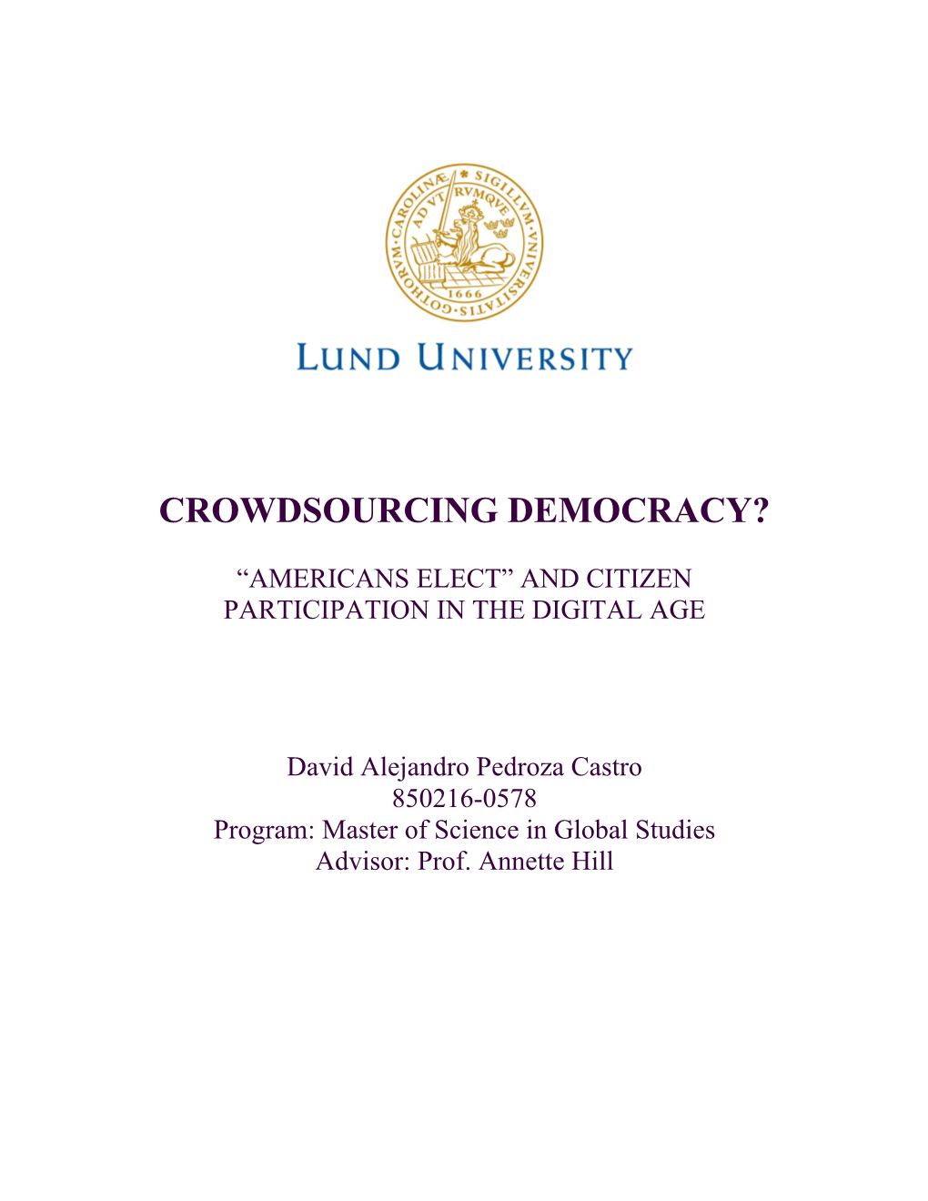 Crowdsourcing Democracy?