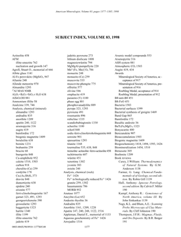 Subject Index, Volume 83, 1998