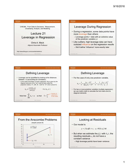 Lecture 21 Leverage in Regression