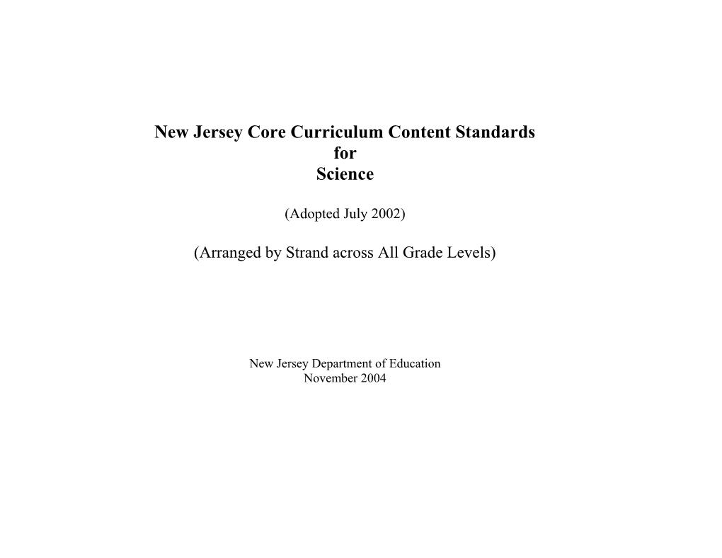 New Jersey Core Curriculum Content Standards