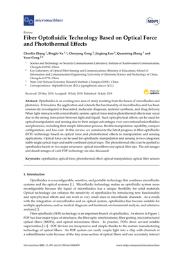 Fiber Optofluidic Technology Based on Optical Force and Photothermal