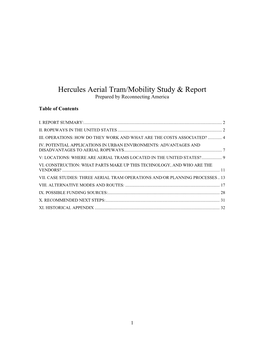 Hercules Aerial Tram/Mobility Study & Report