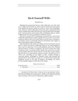 Do-It-Yourself Wills