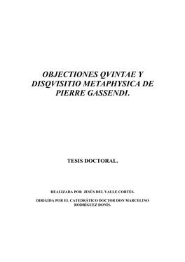 Objectiones Qvintae Y Disqvisitio Metaphysica De Pierre Gassendi