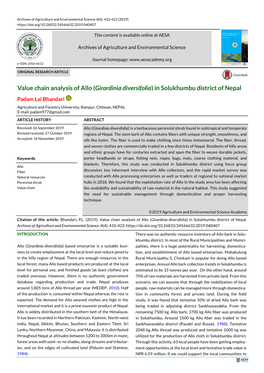 Value Chain Analysis of Allo (Girardinia Diversifolia)