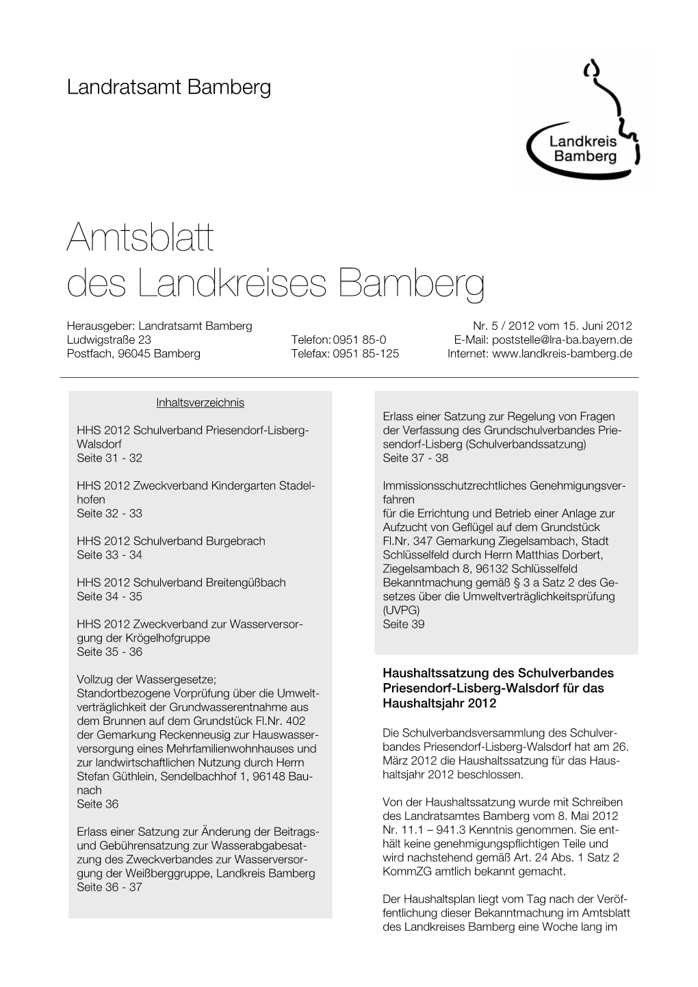 Amtsblatt Des Landkreises Bamberg