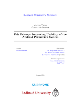 Fair Privacy: Improving Usability of the Android Permission System